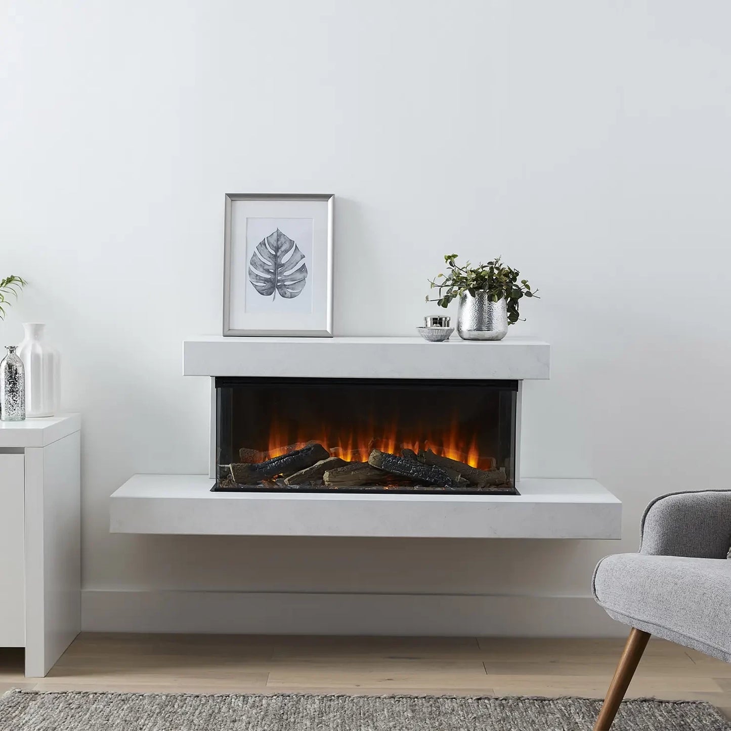 Brockenhurst 1200 - Elektro Kamineinsatz Weißer Marmor